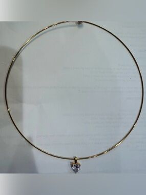 Gold Collar Necklace with heart cz pendant